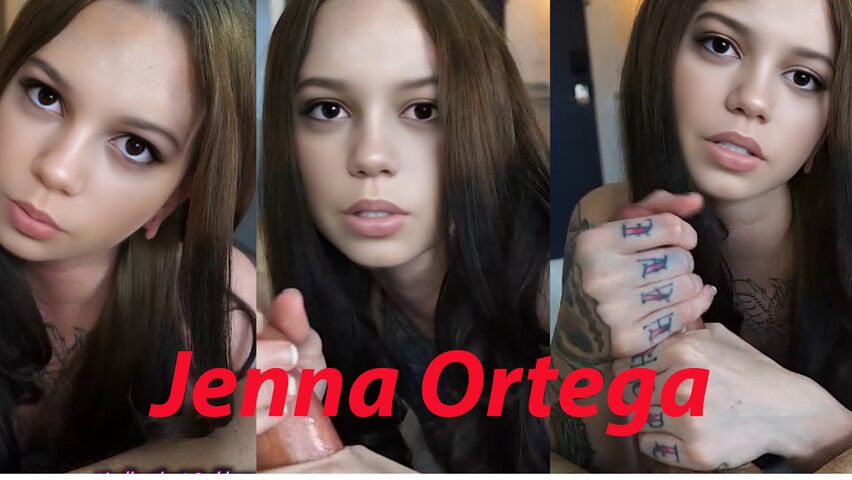 Jenna Ortega intense staring handjob