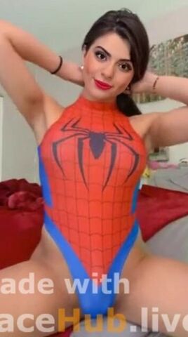 Celaine's ASMR shows off her big dick in sexy schoolgirl and Spider-Woman cosplays